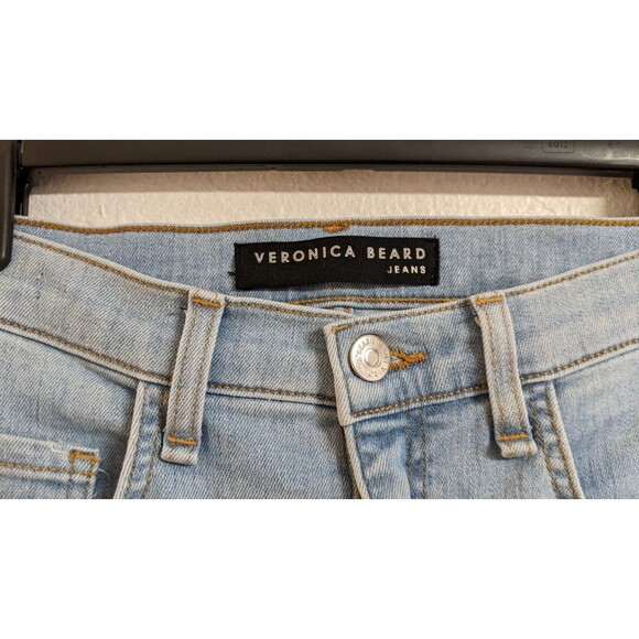 NEW~VERONICA BEARD Carly Kick Flare High Waisted Tuxedo Stripe Cropped Jeans 29 - Picture 6 of 16